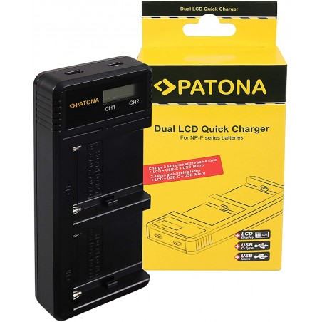 PATONA CHARGEUR DOUBLE LCD USB NP-F550/ F750/F970/FM50