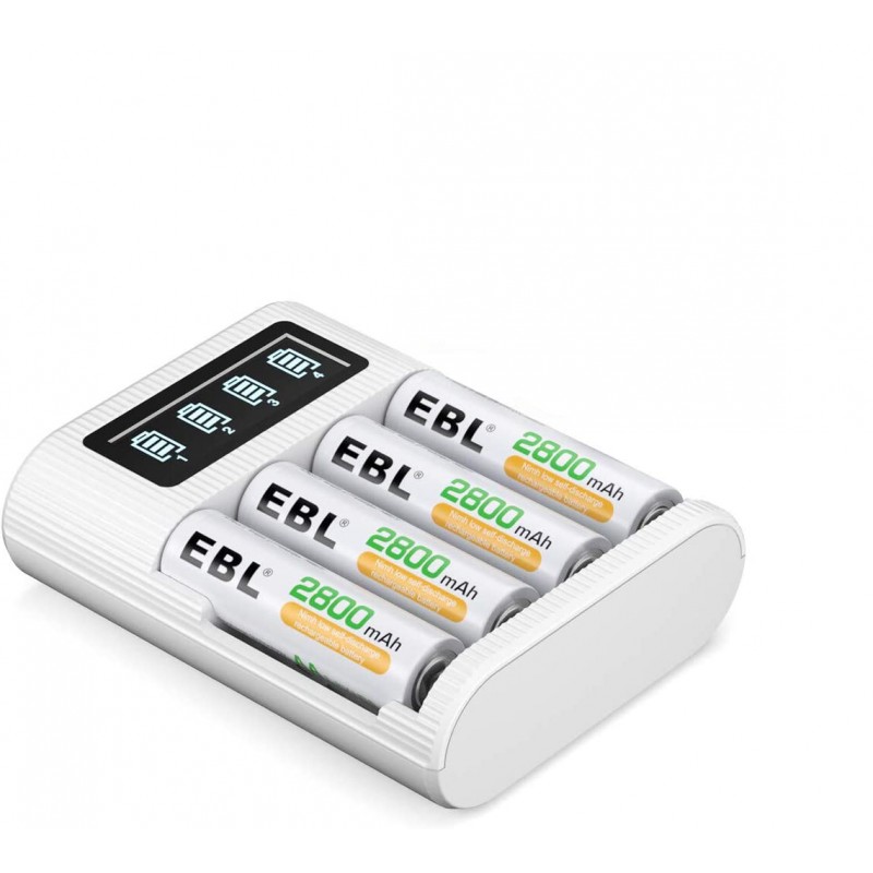 EBL 4 prise chargeur de pile rechargeable AA/AAA Ni-MH Ni-CD chargé par le  Port 