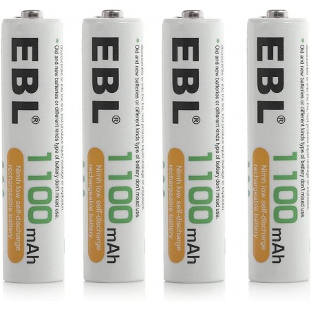 EBL 4PCS Rechargeables Piles AAA, 1100mAh 1,2V