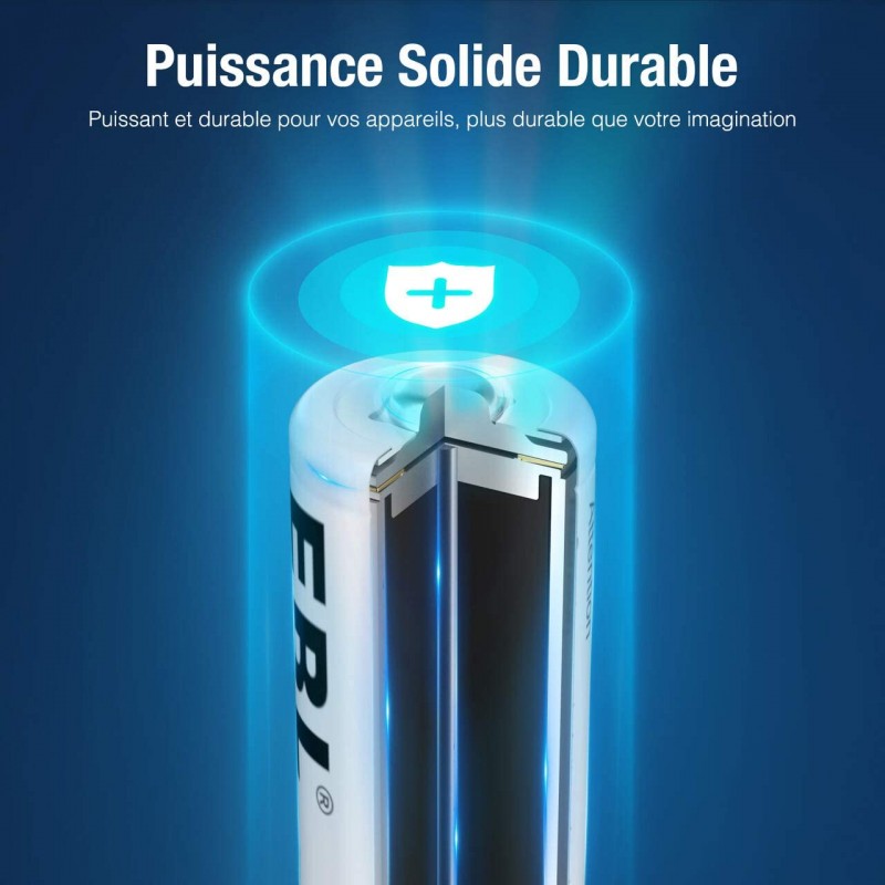 Piles rechargeables AAA Ni-MH, 1100mAh, 1200 Cycles, avec écran