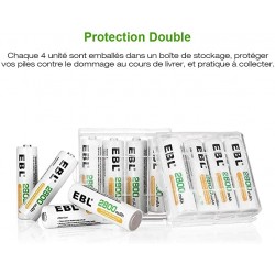 Pack EBL 8 Piles Rechargeables AA 2800mAh Avec Chargeur - Pile