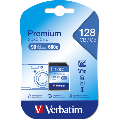 CARTE MEMOIRE VERBATIM 128G SD-XC UHS-I CLASS 10