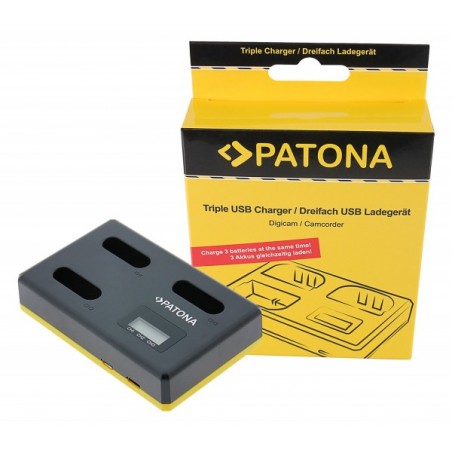 PATONA USB Chargeur rapide 3x pour Sony NP