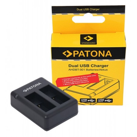 CHARGEUR DOUBLE PATONA 9885 POUR GOPRO H9/10/11 (AHDBT-901)