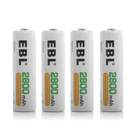 LOT DE 4 PILES EBL AA RECHARGABLES 2800MAH