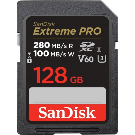 CARTE MEMOIRE SD SANDISK EXTREME PRO 128GB UHS-II (V60) L280/E100MB/s
