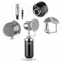 marque generique - microphone à condensateur de studio de table avec  support trépied blindage de filtre noir - Micros studio - Rue du Commerce