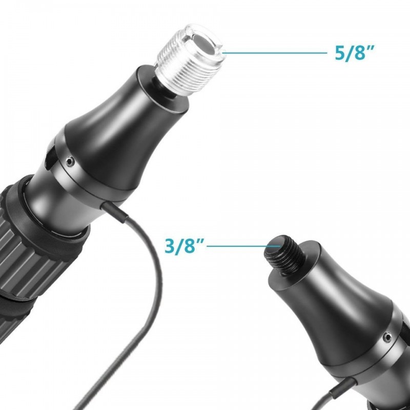 Perche de Microphone, Perche Télescopique de Microphone en Fibre de Carbone  avec Vis de 3/8 Po, Câble Spiralé Interne Intégré, Bras de Micro à Main